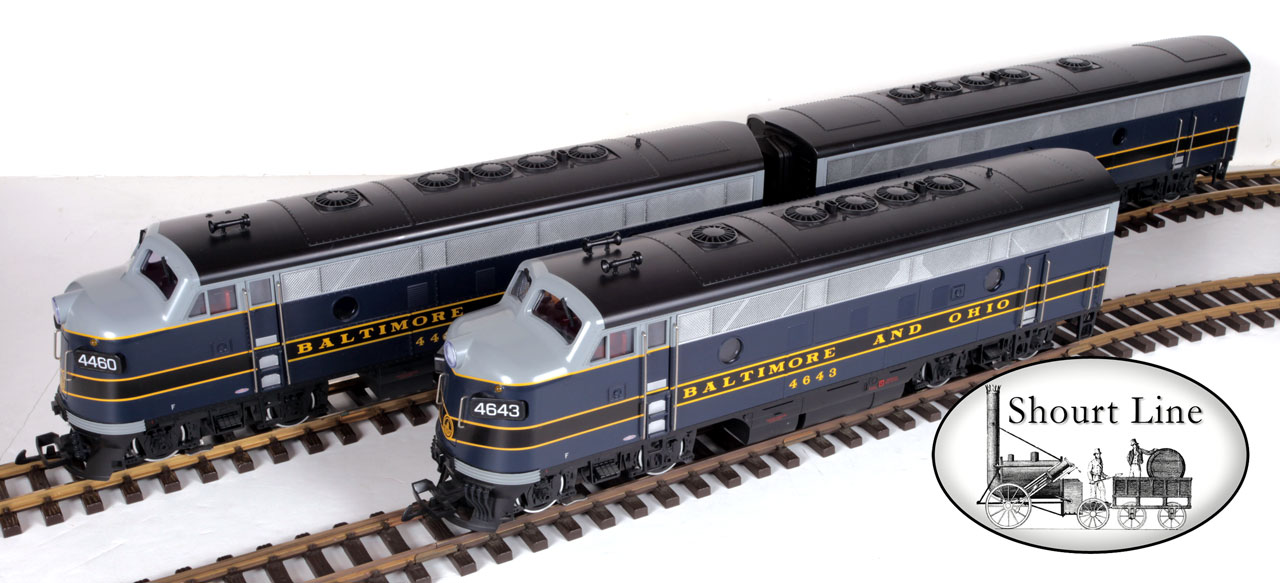 LGB 70457 Baltimore and Ohio F7 A-B-A B&O Limited Edition on track