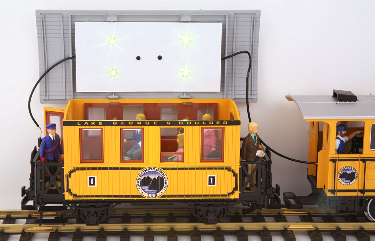 Shourt Line 4 LED Recessed Lighting Drop Ceiling for both DC and DCC w 2 Power Cables for short G Scale Cars - Requires SL LED controller