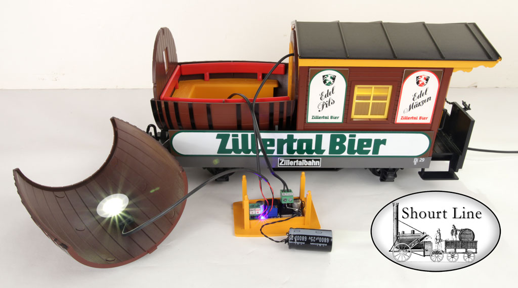 SL 824101 3 Tiffany Opal Lamp Fixture Set w 4LEDs for LGB Bier Wagon all parts view with car